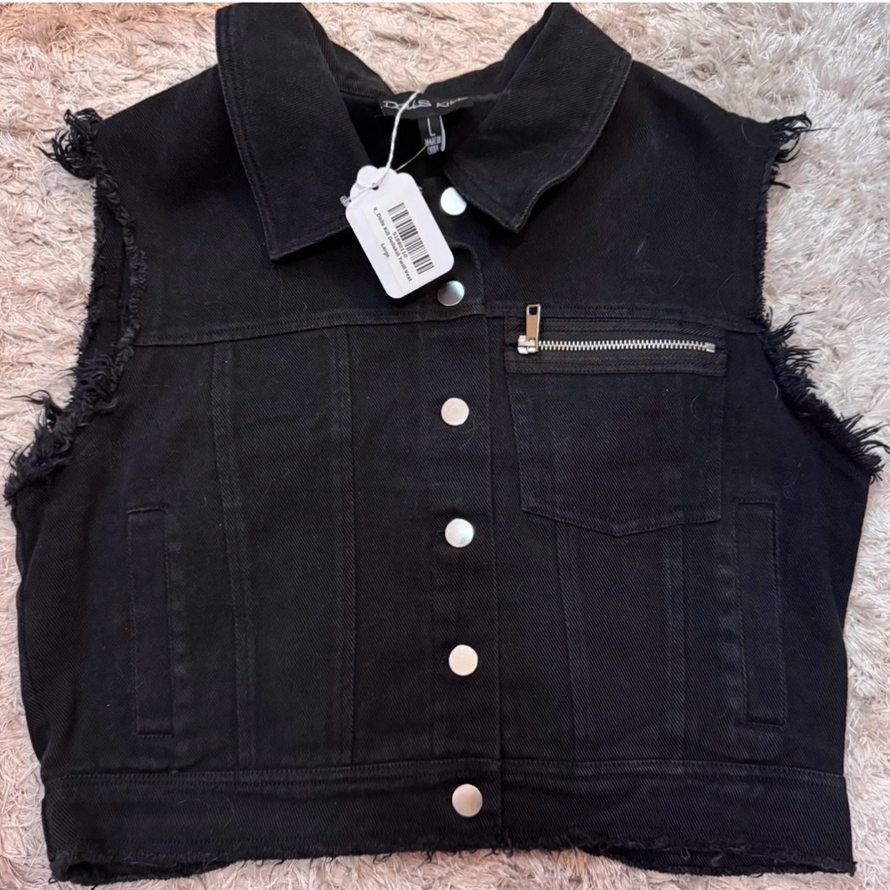 Dolls Kill DK Logo Vest NWT Frayed Denim